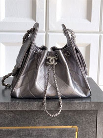 CC original grained calfskin 25 mini handbag AS5631 dark silver