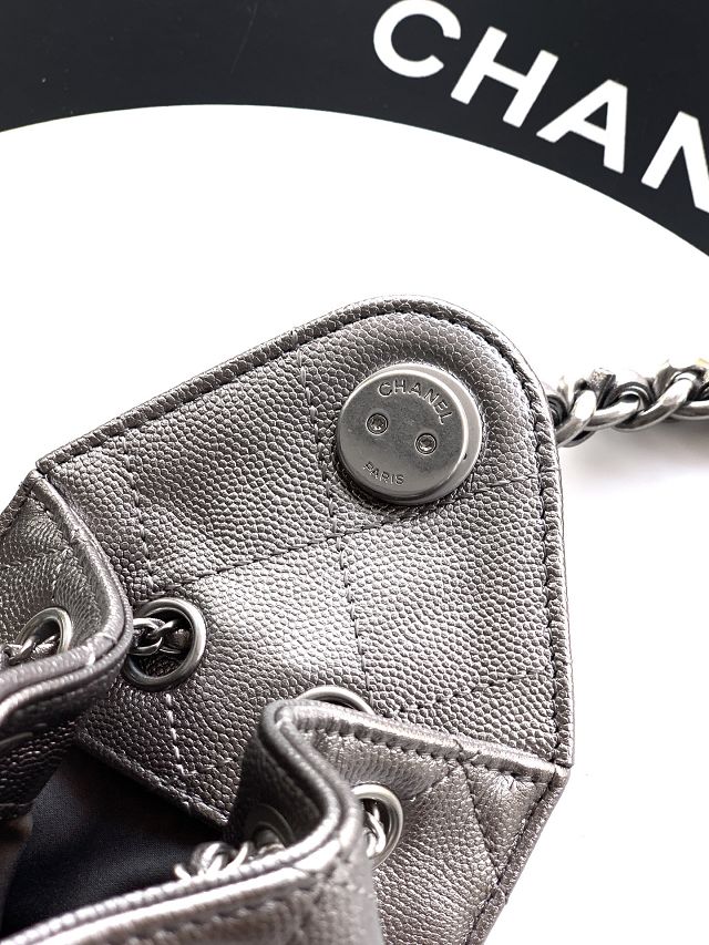 CC original grained calfskin 25 mini handbag AS5631 dark silver