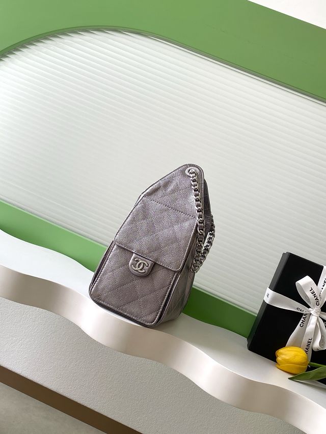 CC original grained calfskin 25 small handbag AS5293 dark silver