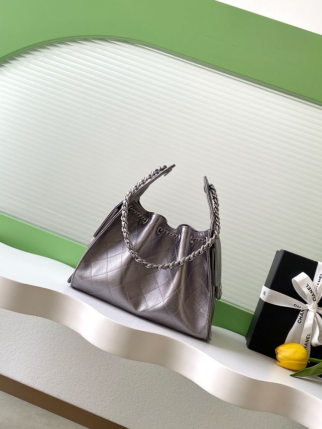 CC original grained calfskin 25 small handbag AS5293 dark silver