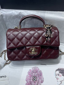 CC original lambskin top handle flap bag AS2431 bordeaux