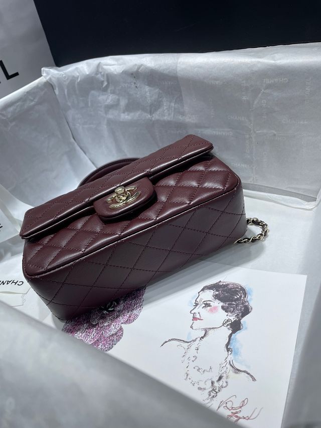 CC original lambskin top handle flap bag AS2431 bordeaux