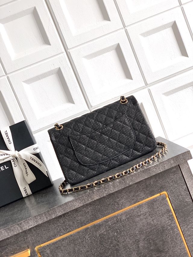 CC original straw medium flap bag A01112 black