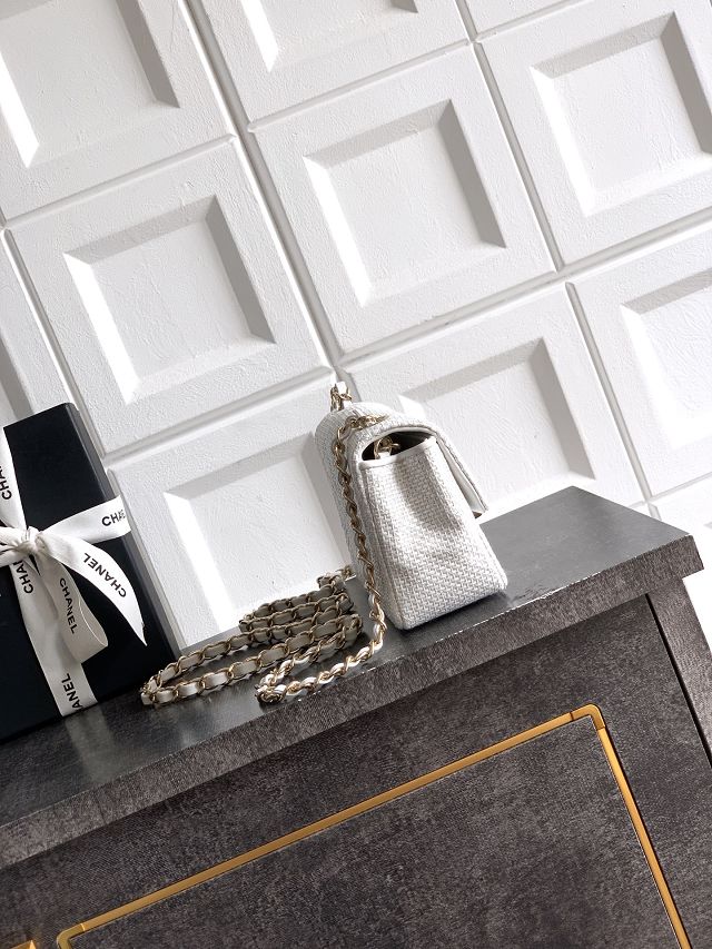 CC original straw mini flap bag A69900 white