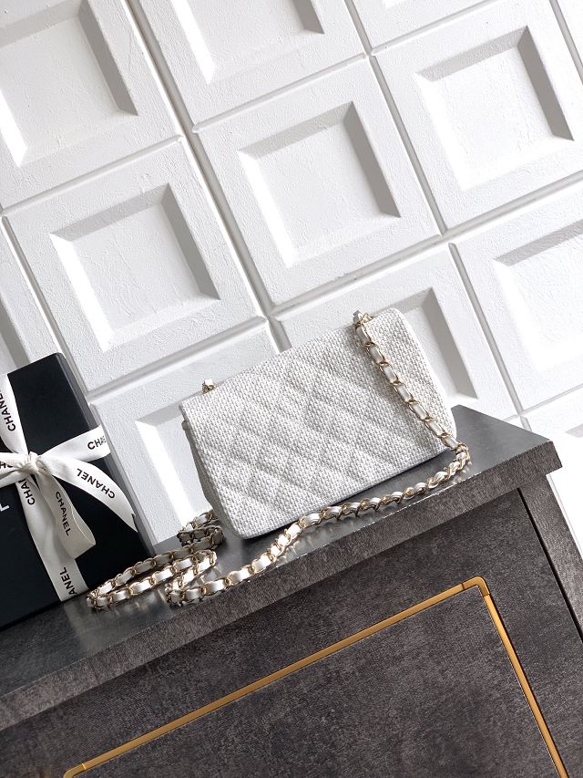 CC original straw mini flap bag A69900 white