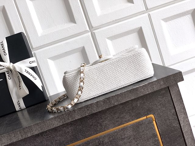 CC original straw mini flap bag A69900 white