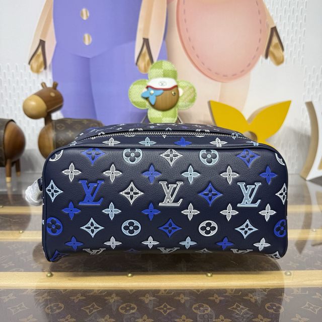 Louis vuitton original calfskin locker dopp kit M11497 blue