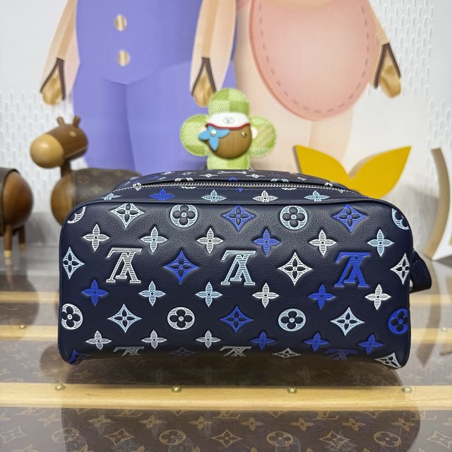 Louis vuitton original calfskin locker dopp kit M11497 blue