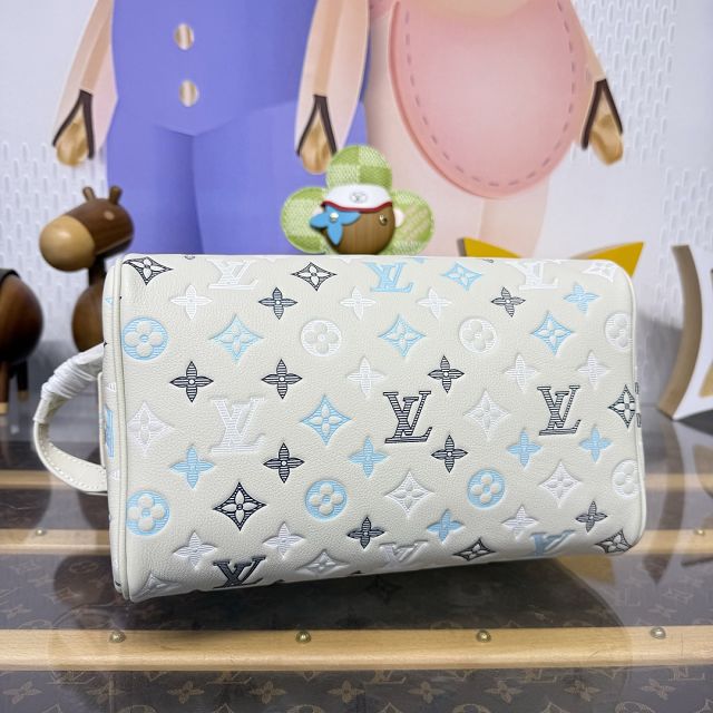 Louis vuitton original calfskin locker dopp kit M12645 white 