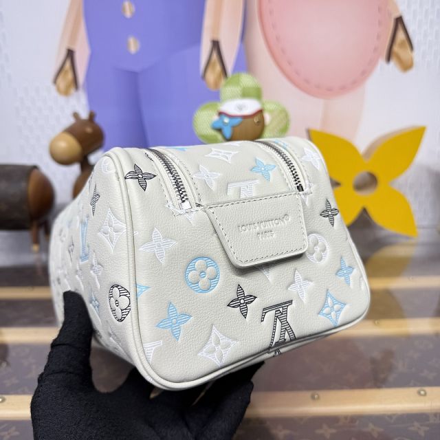 Louis vuitton original calfskin locker dopp kit M12645 white 