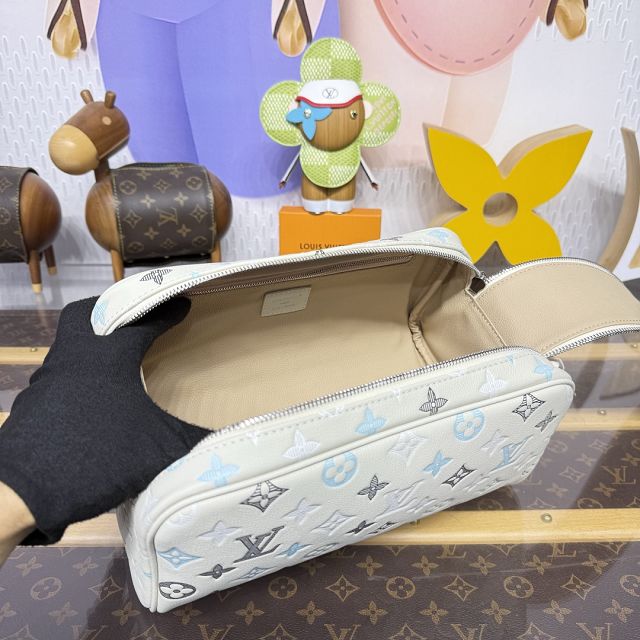 Louis vuitton original calfskin locker dopp kit M12645 white 