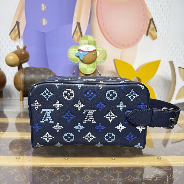 Louis vuitton original calfskin small locker dopp kit M28835 blue
