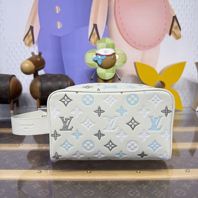 Louis vuitton original calfskin small locker dopp kit M28835 white