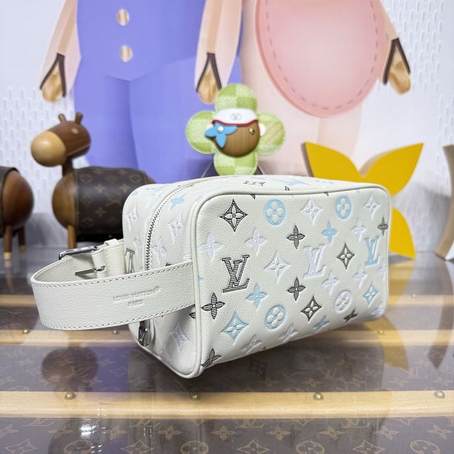 Louis vuitton original calfskin small locker dopp kit M28835 white