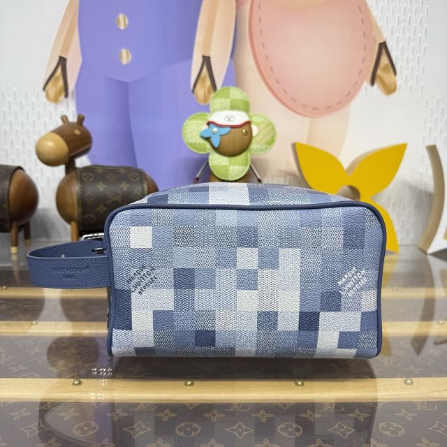 Louis vuitton original denim small locker dopp kit M28845 blue