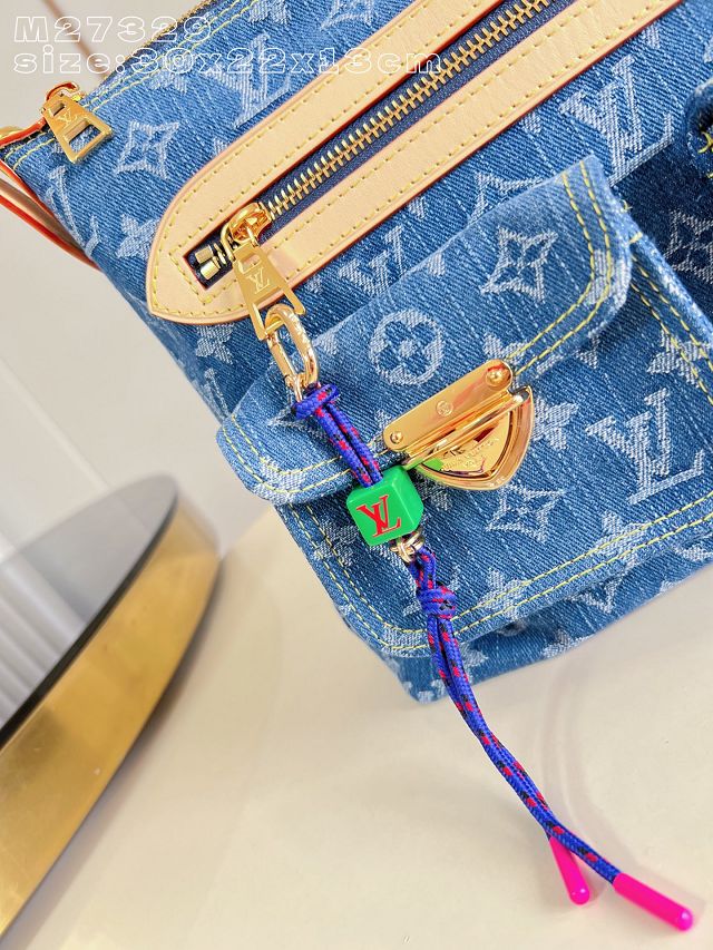 Louis vuitton original denim baggy bag M27329 blue