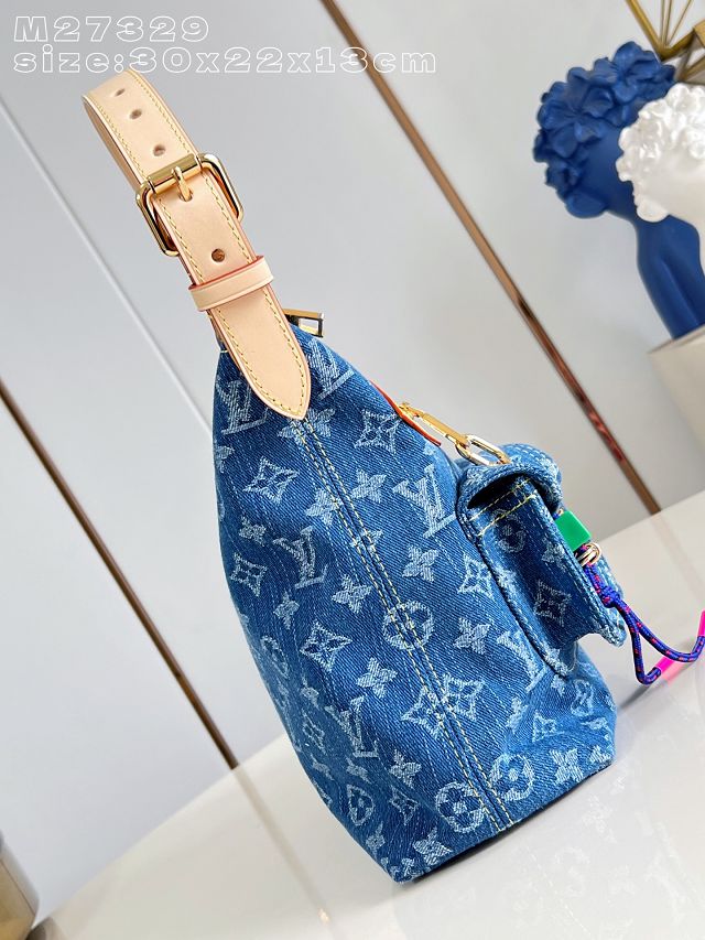 Louis vuitton original denim baggy bag M27329 blue