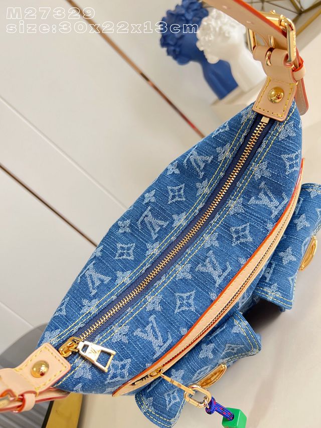 Louis vuitton original denim baggy bag M27329 blue