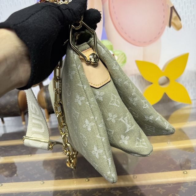 Louis vuitton original denim coussin pm bag M28360 green