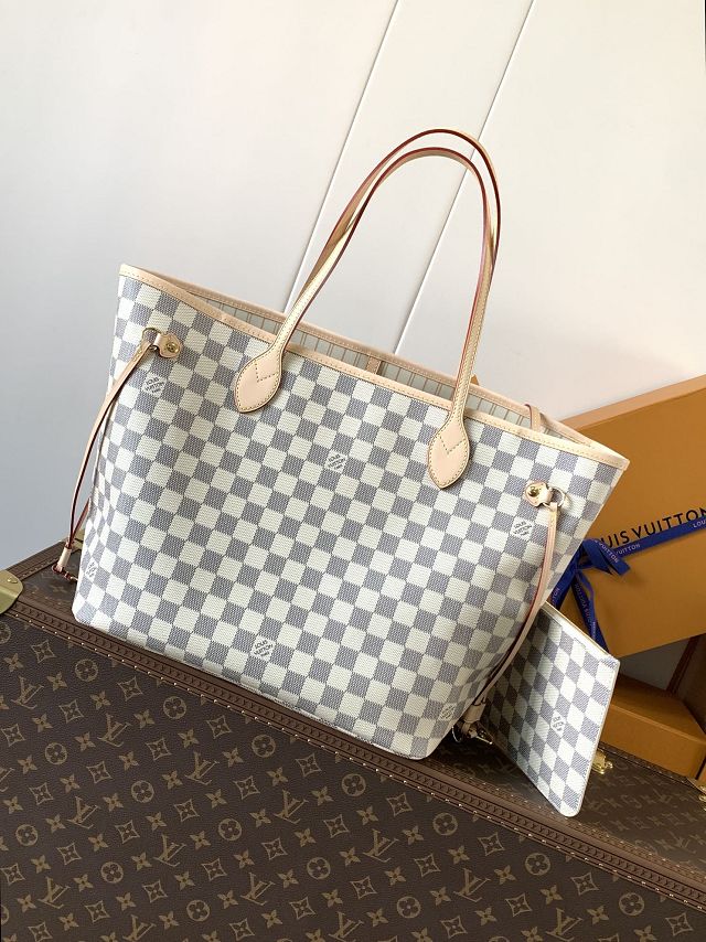 New Louis vuitton original damier azur neverfull mm N40604 beige