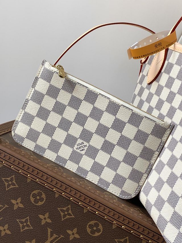 New Louis vuitton original damier azur neverfull pm N40606 beige