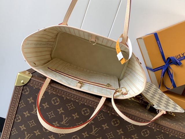 New Louis vuitton original damier azur neverfull pm N40606 beige