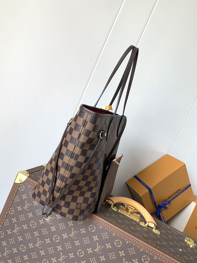 New Louis vuitton original damier ebene neverfull mm N40599 red