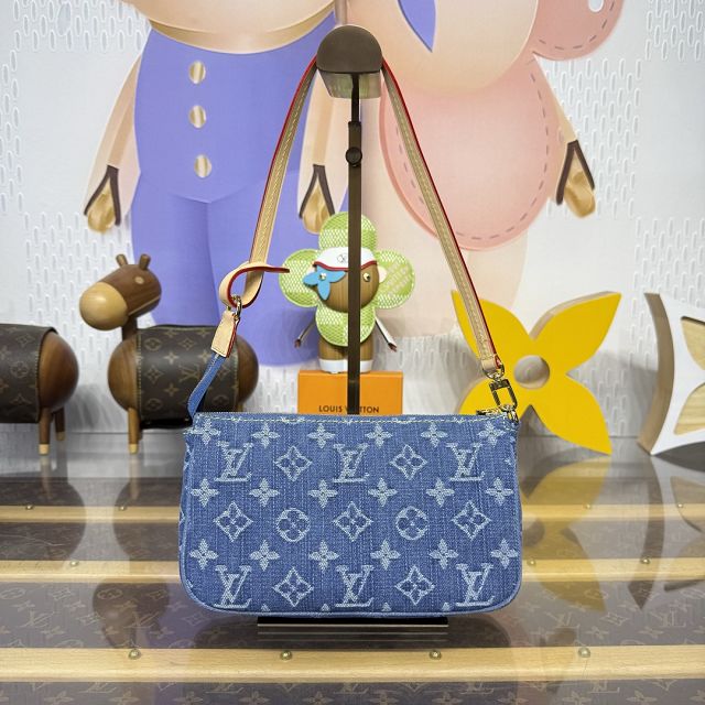 Louis vuitton original denim pochette accessoire cargo M27602 blue