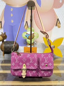 Louis vuitton original denim pochette accessoire cargo M27602 pink