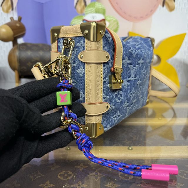 Louis vuitton original denim side trunk MM M27450 blue