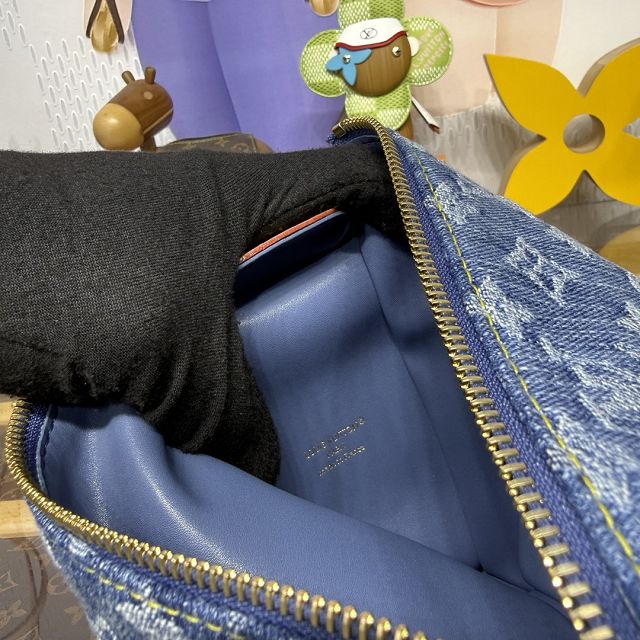 Louis vuitton original denim side trunk MM M27450 blue