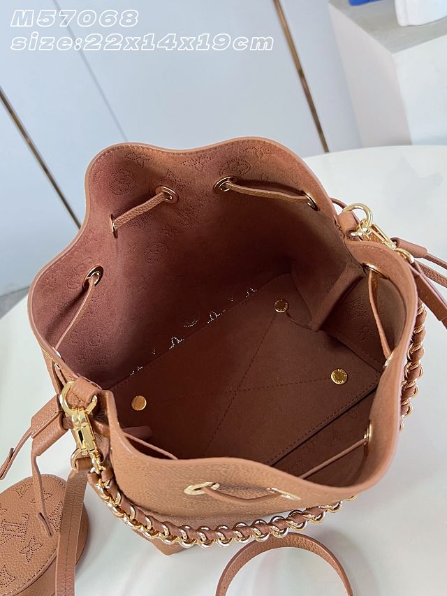 Louis vuitton original mahina leather bella bucket bag M27378 brown