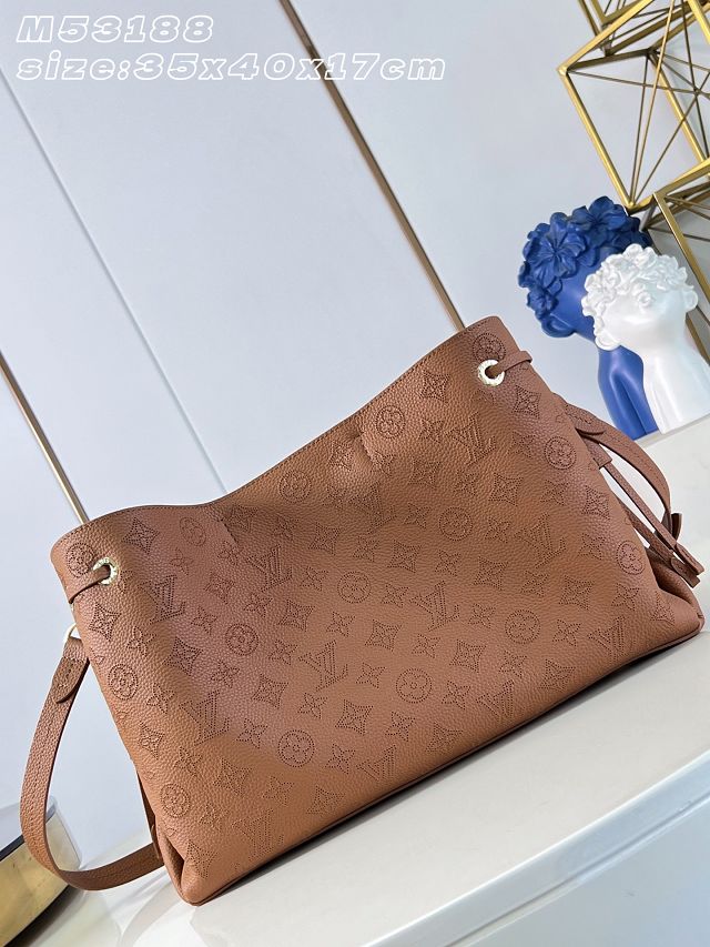 Louis vuitton original mahina leather bella tote bag M27443 brown