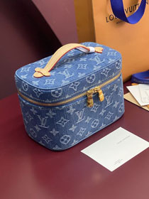 Louis vuitton original denim mini nice cosmetic case M27946 blue