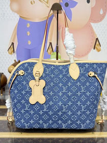 Louis vuitton original monogram denim neverwoof M28052 blue