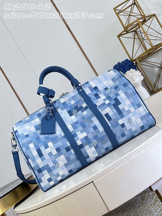 Louis vuitton original denim keepall 45 M28842 blue