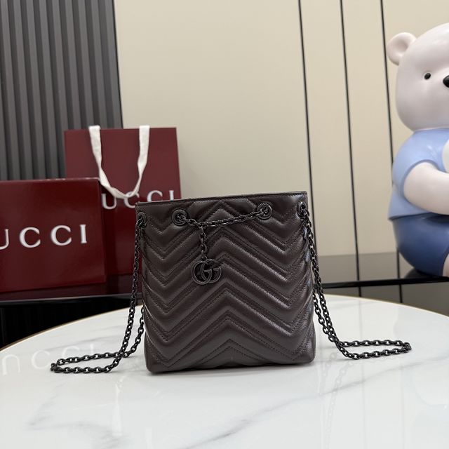 GG original calfskin marmont mini bucket bag 856404 dark brown