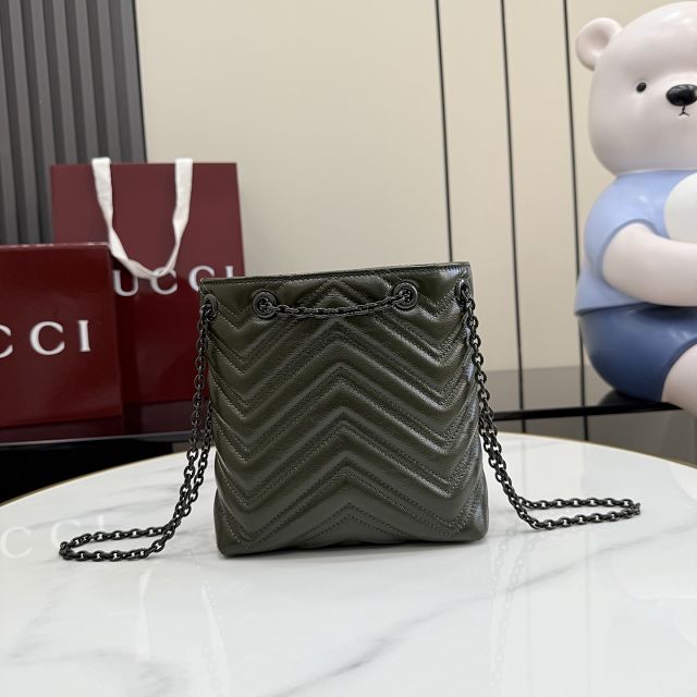 GG original calfskin marmont mini bucket bag 856404 dark green