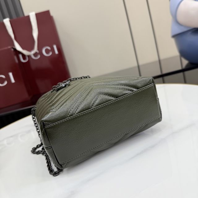 GG original calfskin marmont mini bucket bag 856404 dark green