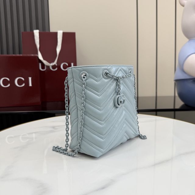 GG original calfskin marmont mini bucket bag 856404 light blue