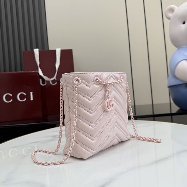 GG original calfskin marmont mini bucket bag 856404 pink