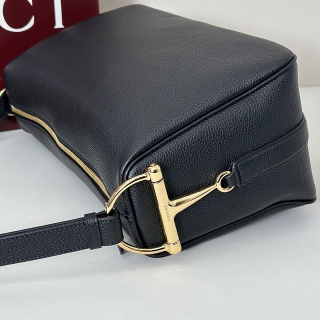 GG original calfskin half horsebit large bag 862530 black