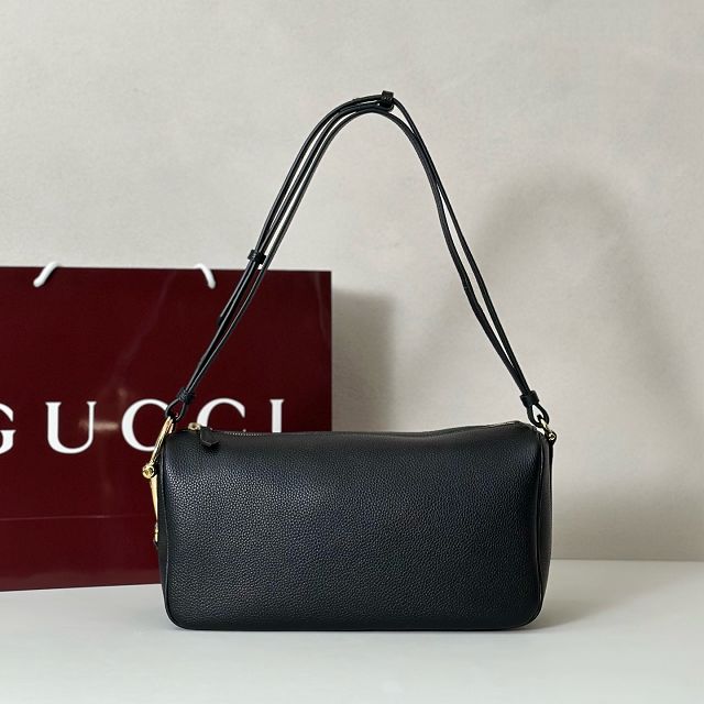 GG original calfskin half horsebit medium bag 860787 black