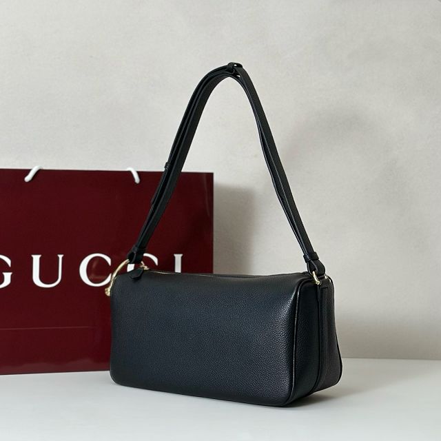 GG original calfskin half horsebit medium bag 860787 black
