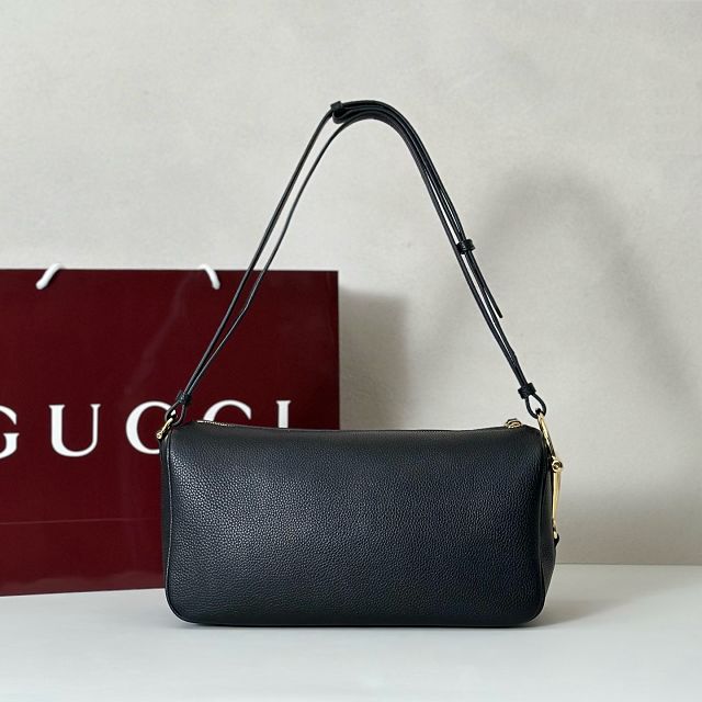 GG original calfskin half horsebit medium bag 860787 black