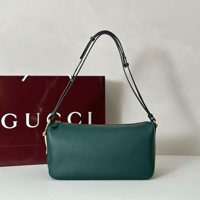 GG original calfskin half horsebit medium bag 860787 green