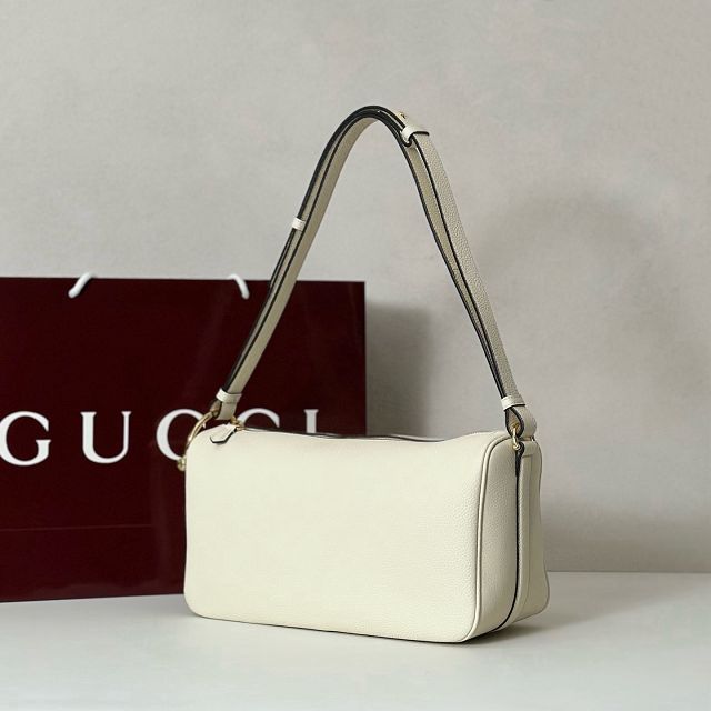 GG original calfskin half horsebit medium bag 860787 white
