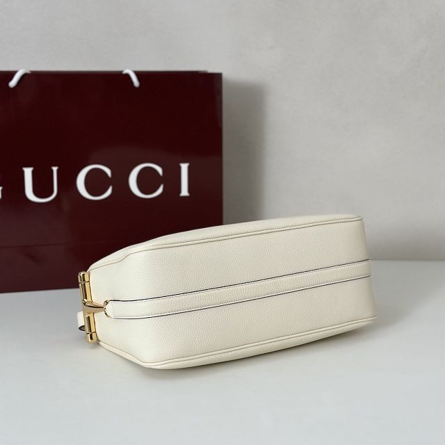 GG original calfskin half horsebit medium bag 860787 white