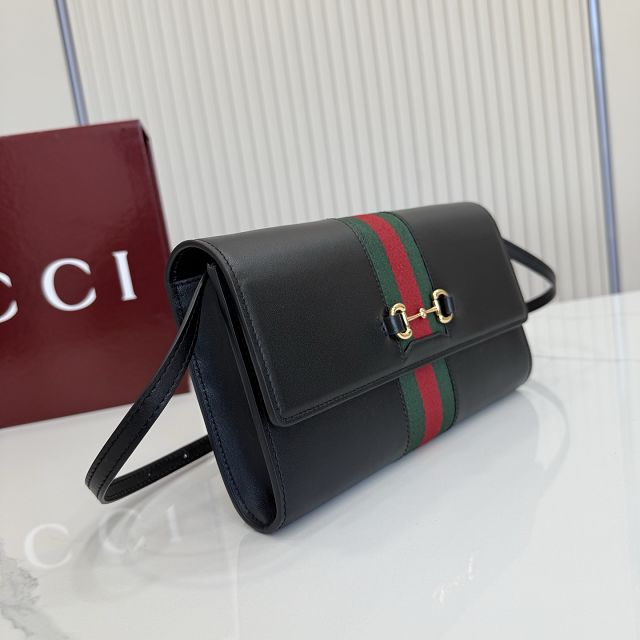 GG original calfskin horsebit web wallet 867120 black