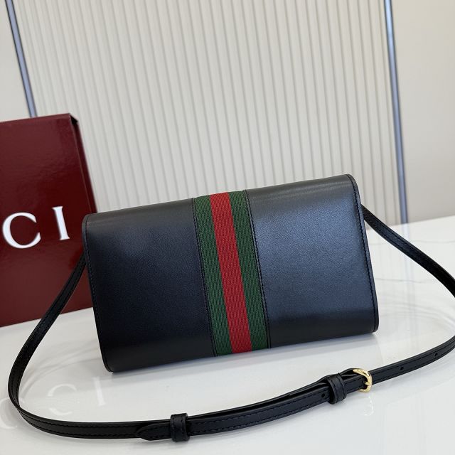 GG original calfskin horsebit web wallet 867120 black
